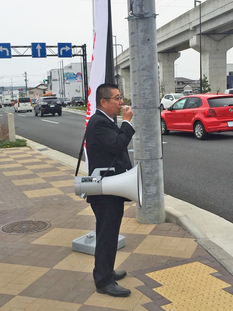 上島駅前で街頭演説する井田ひろやす1